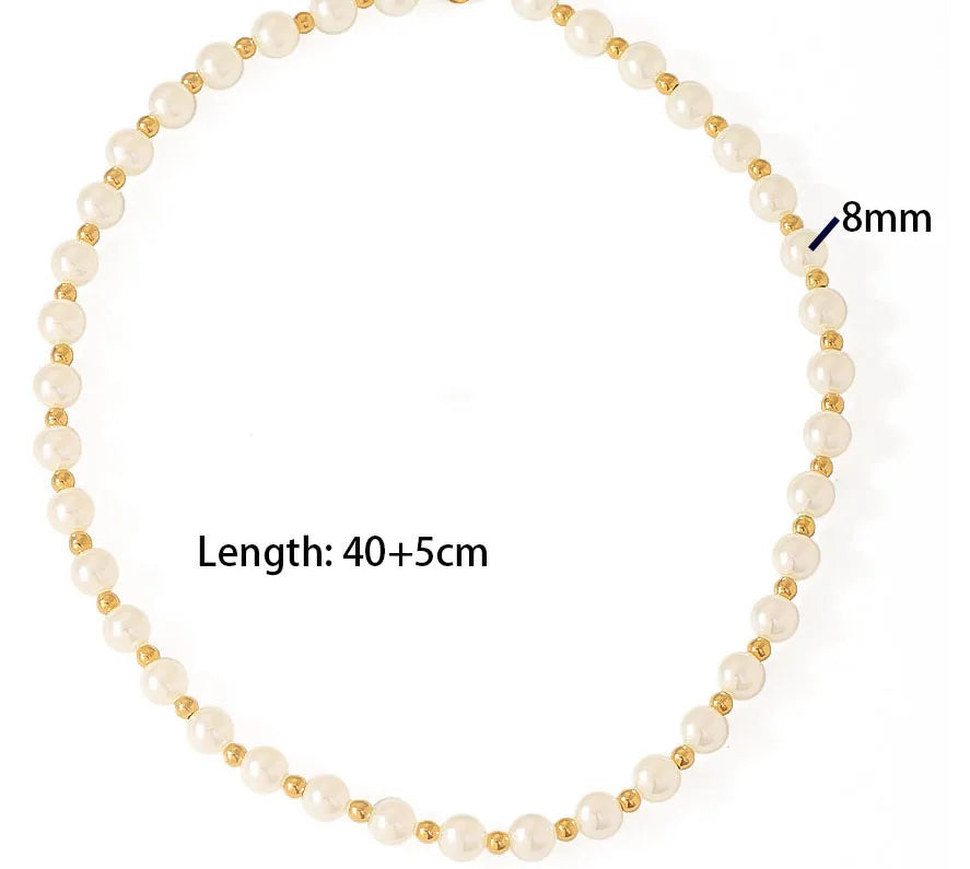 Simple Style Classic Style Round 18K Gold Plated Imitation Pearl Wholesale Necklace