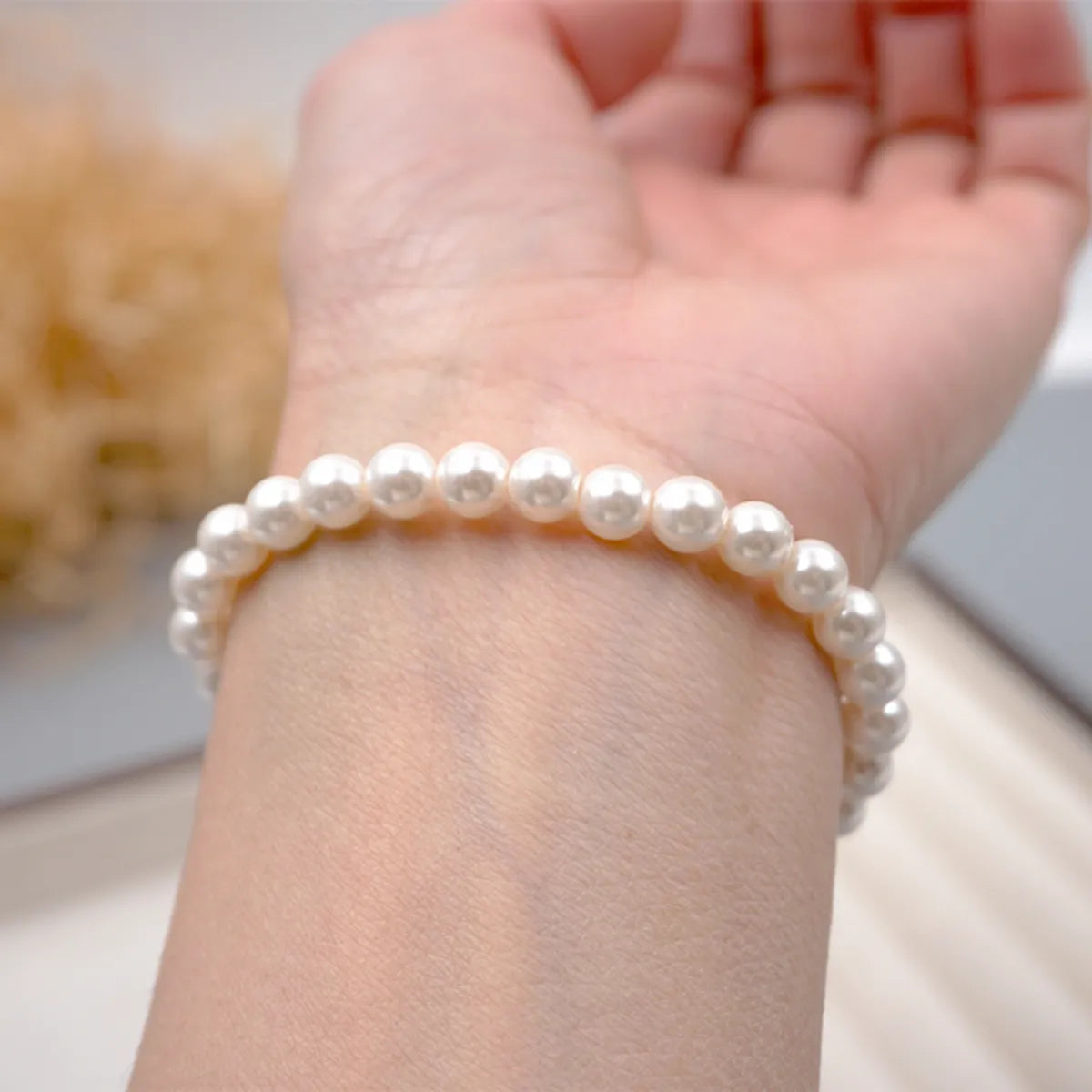 Wholesale Jewelry Simple Style Classic Style Round 304 Stainless Steel Imitation Pearl Titanium Steel Beaded Bracelets