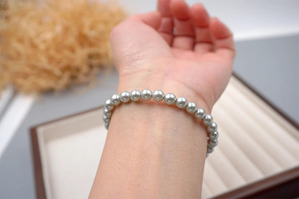 Wholesale Jewelry Simple Style Classic Style Round 304 Stainless Steel Imitation Pearl Titanium Steel Beaded Bracelets