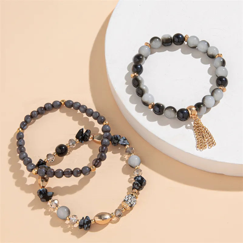 Simple Style Classic Style Round Artificial Crystal Alloy Gravel Wholesale Bracelets