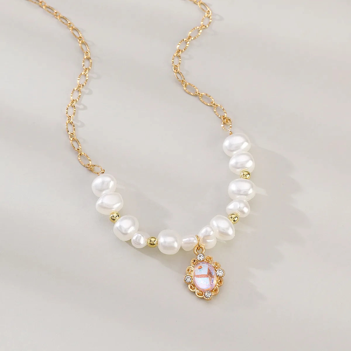 Simple Style Classic Style Round Imitation Pearl Alloy Wholesale Pendant Necklace