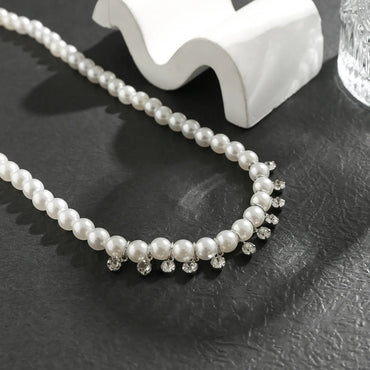 Simple Style Classic Style Round Imitation Pearl Rhinestone Beaded Inlay Rhinestones Men'S Necklace