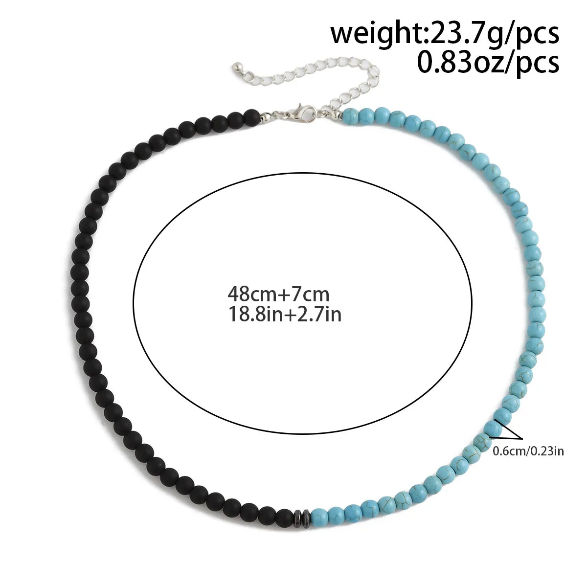 Simple Style Classic Style Round Natural Stone Turquoise Beaded Men'S Necklace