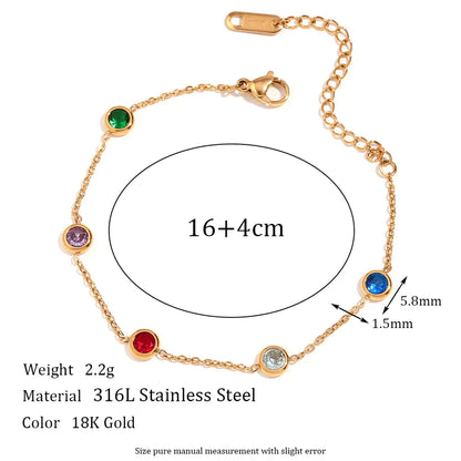 Simple Style Classic Style Round Stainless Steel 18k Gold Plated Rhinestones Bracelets In Bulk