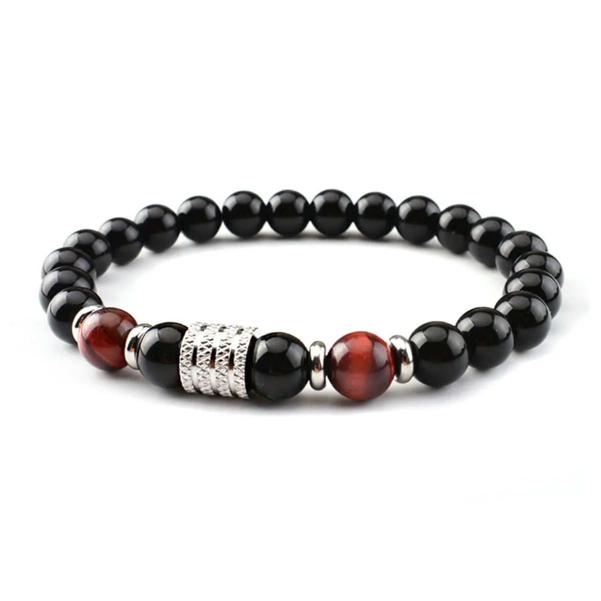 Simple Style Classic Style Round Stainless Steel Natural Stone Glass Chakra Bracelet