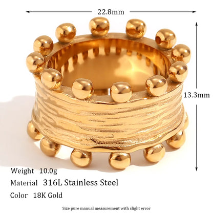 Wholesale Jewelry Simple Style Classic Style Round 304 Stainless Steel 18K Gold Plated Plating Rings