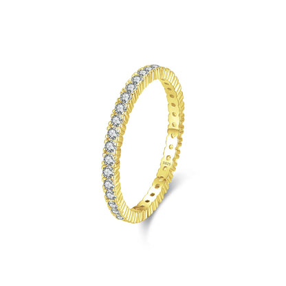 Simple Style Classic Style Round Sterling Silver Plating Inlay Zircon 14k Gold Plated Rhodium Plated Rings