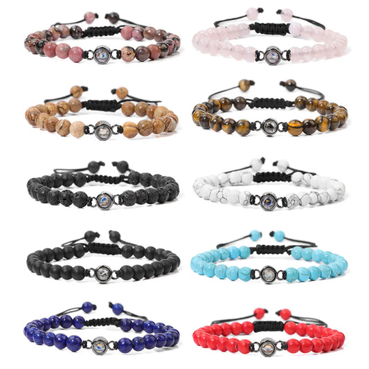 Simple Style Classic Style Round Stone Beaded Men'S Bracelets