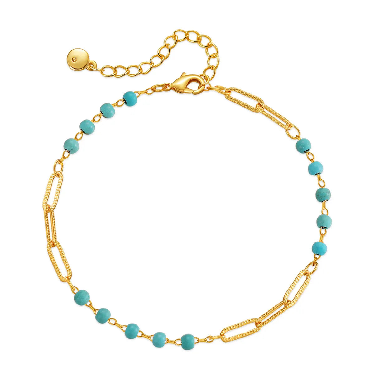 Simple Style Classic Style Round Turquoise Copper Plating 18k Gold Plated Bracelets