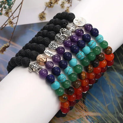 Simple Style Classic Style Round Volcanic Rock Wholesale Bracelets