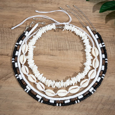 Simple Style Classic Style Round Wood Soft Clay Beaded Men'S Layered Necklaces