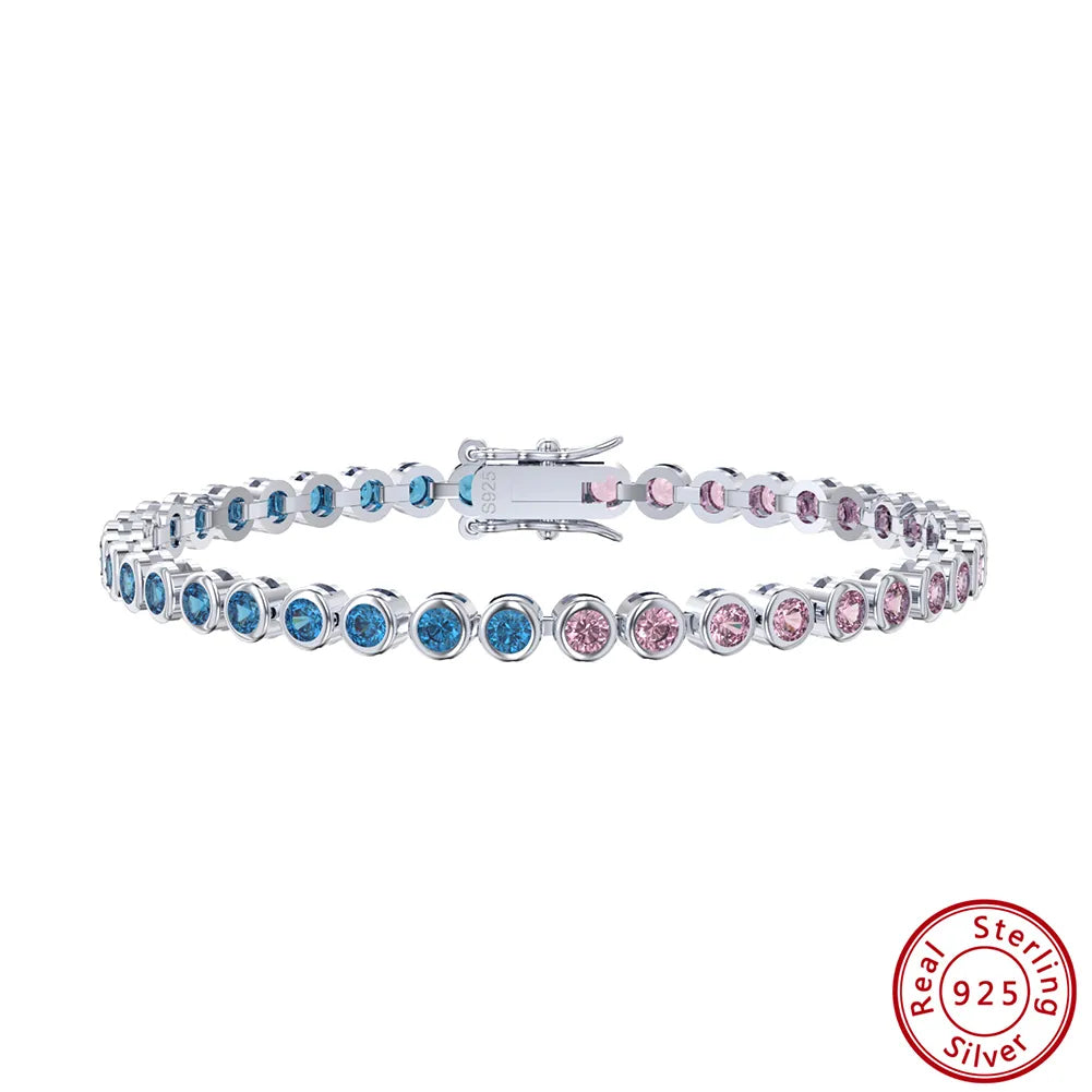 Simple Style Classic Style Shiny Round Sterling Silver Plating Inlay Zircon White Gold Plated Bracelets