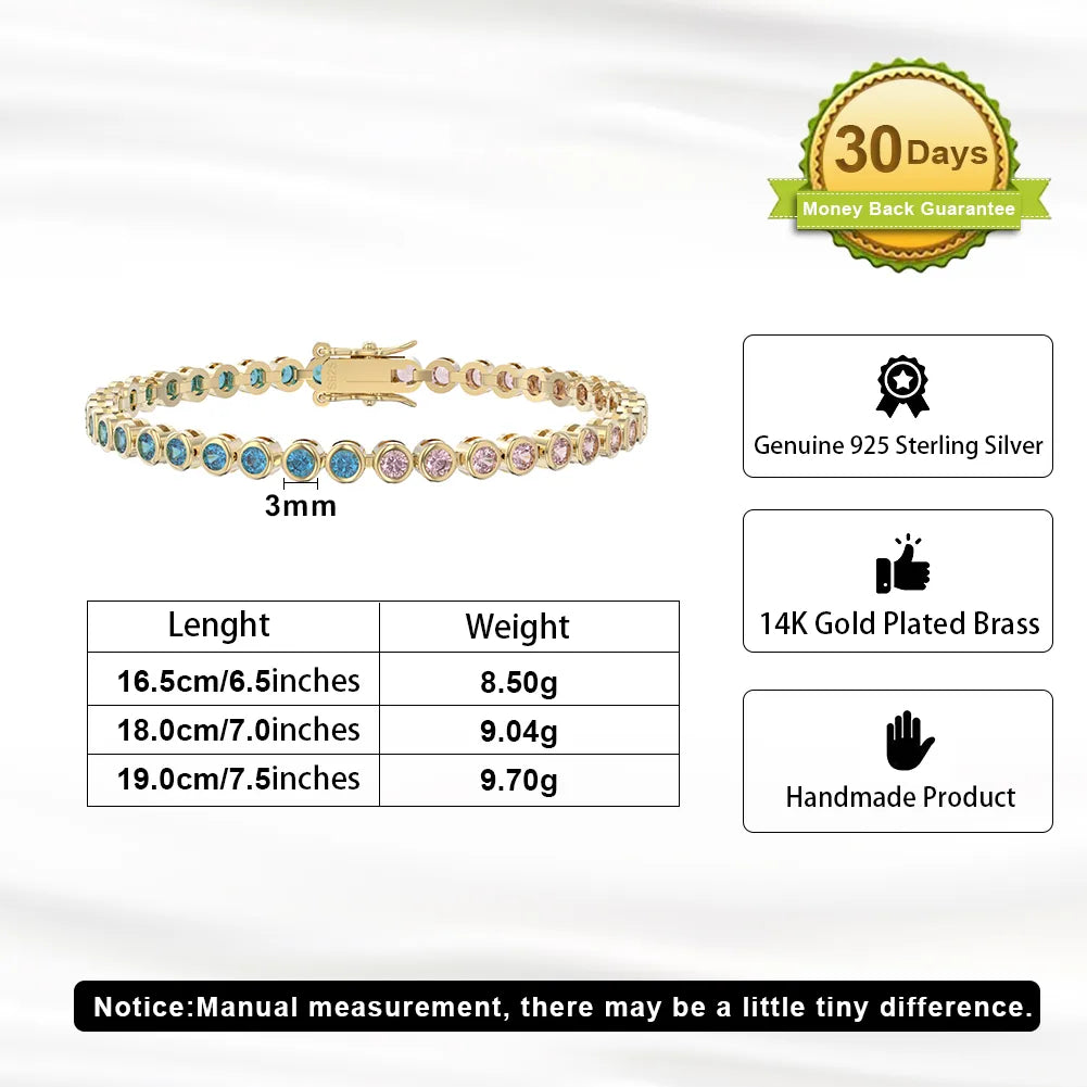 Simple Style Classic Style Shiny Round Sterling Silver Plating Inlay Zircon White Gold Plated Bracelets