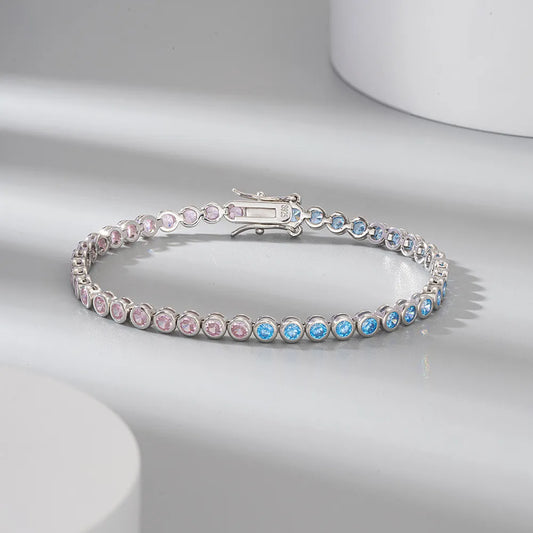 Simple Style Classic Style Shiny Round Sterling Silver Plating Inlay Zircon White Gold Plated Bracelets