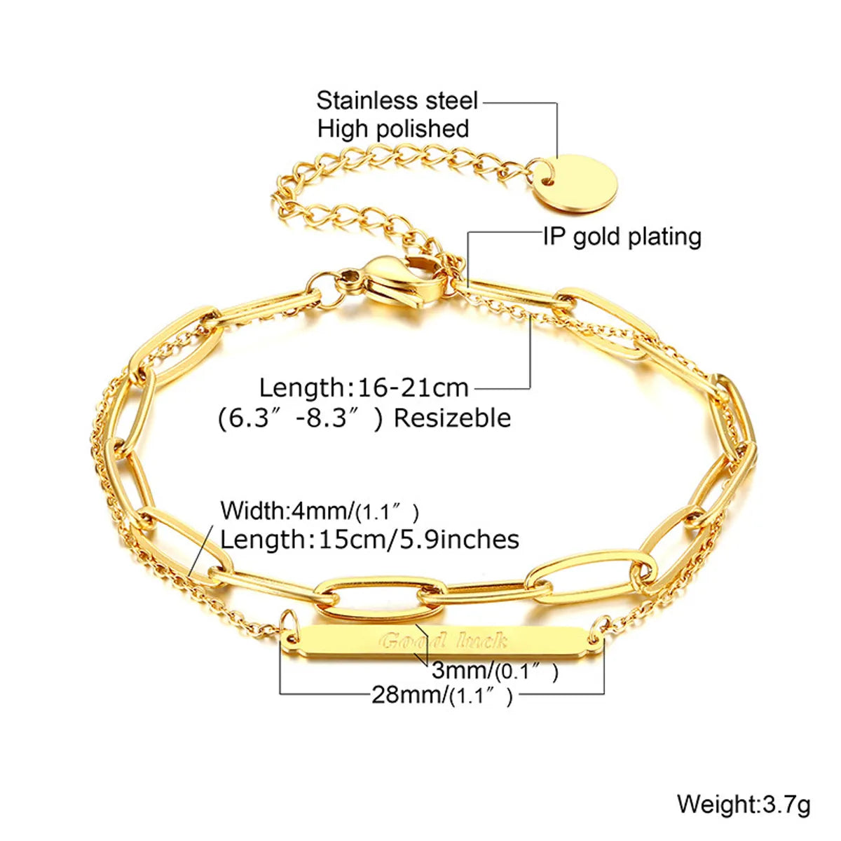 Simple Style Classic Style Solid Color 201 Stainless Steel Bracelets In Bulk