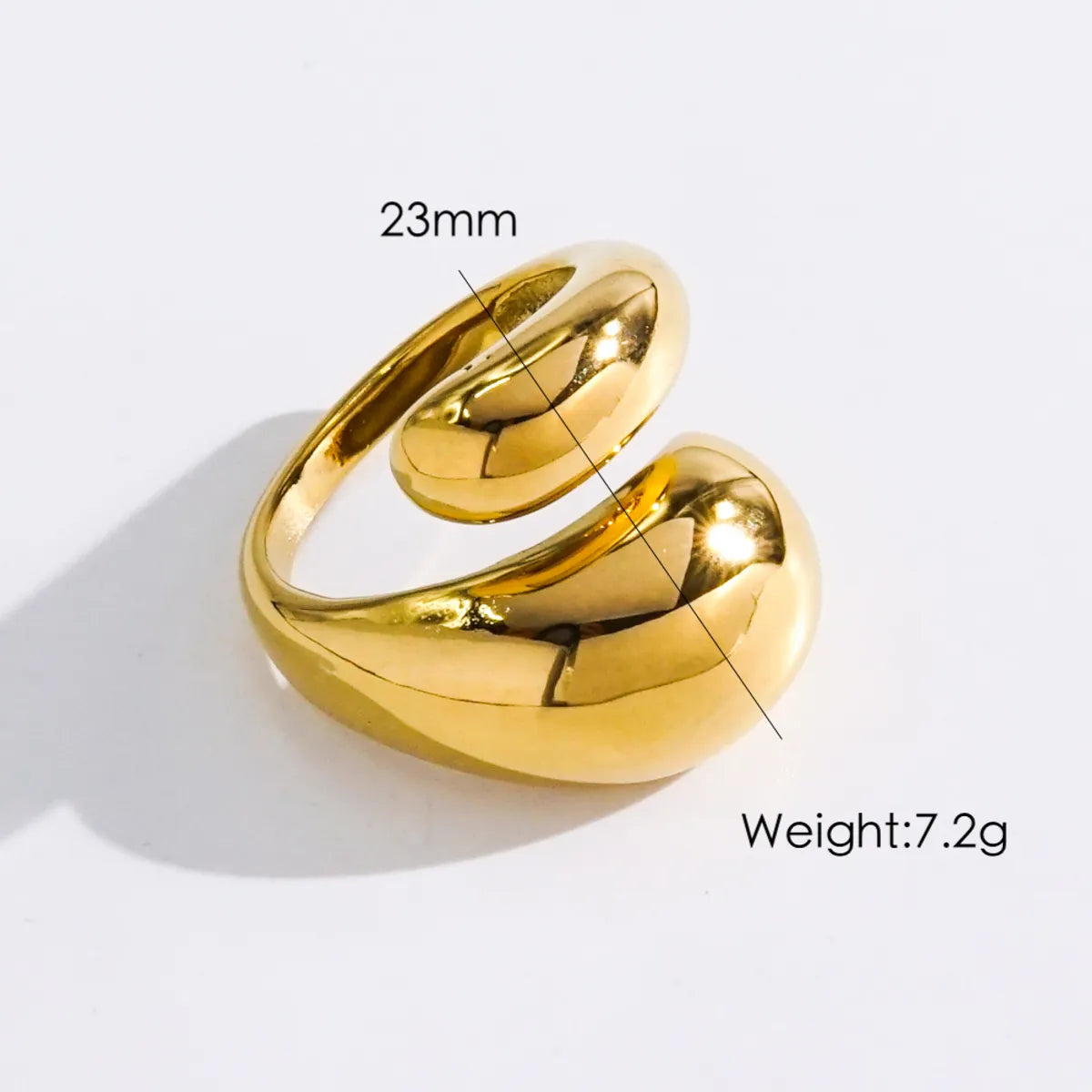 Simple Style Classic Style Solid Color 304 Stainless Steel 14K Gold Plated Open Rings In Bulk