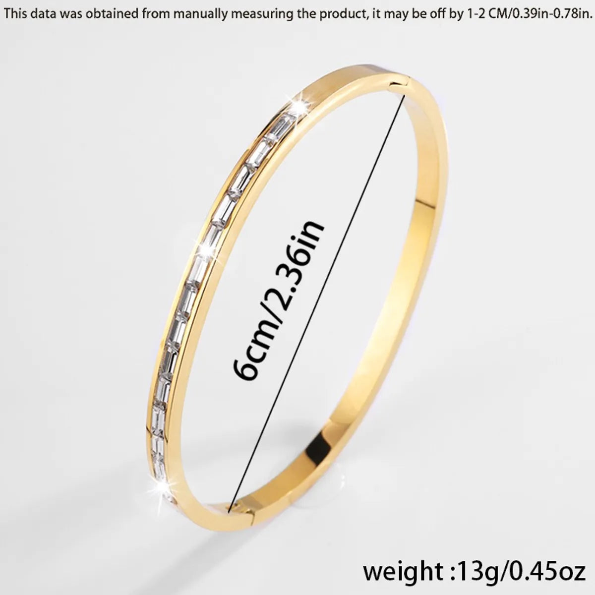 Simple Style Classic Style Solid Color 304 Stainless Steel 18K Gold Plated Rhinestones Bangle In Bulk