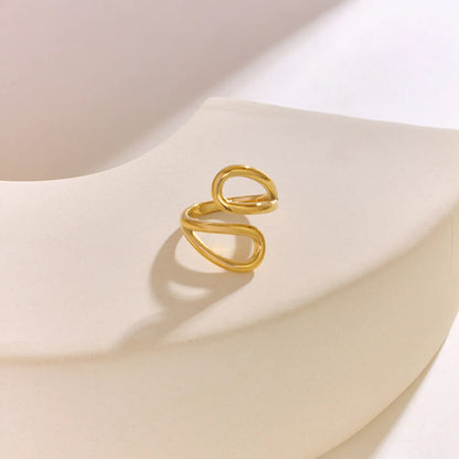 Simple Style Classic Style Solid Color 304 Stainless Steel 18K Gold Plated Rings In Bulk