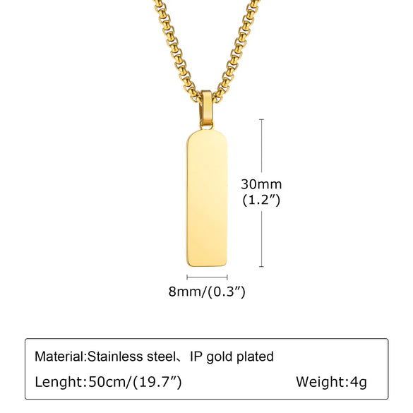Simple Style Classic Style Solid Color 304 Stainless Steel Polishing 18K Gold Plated Men'S Pendant Necklace