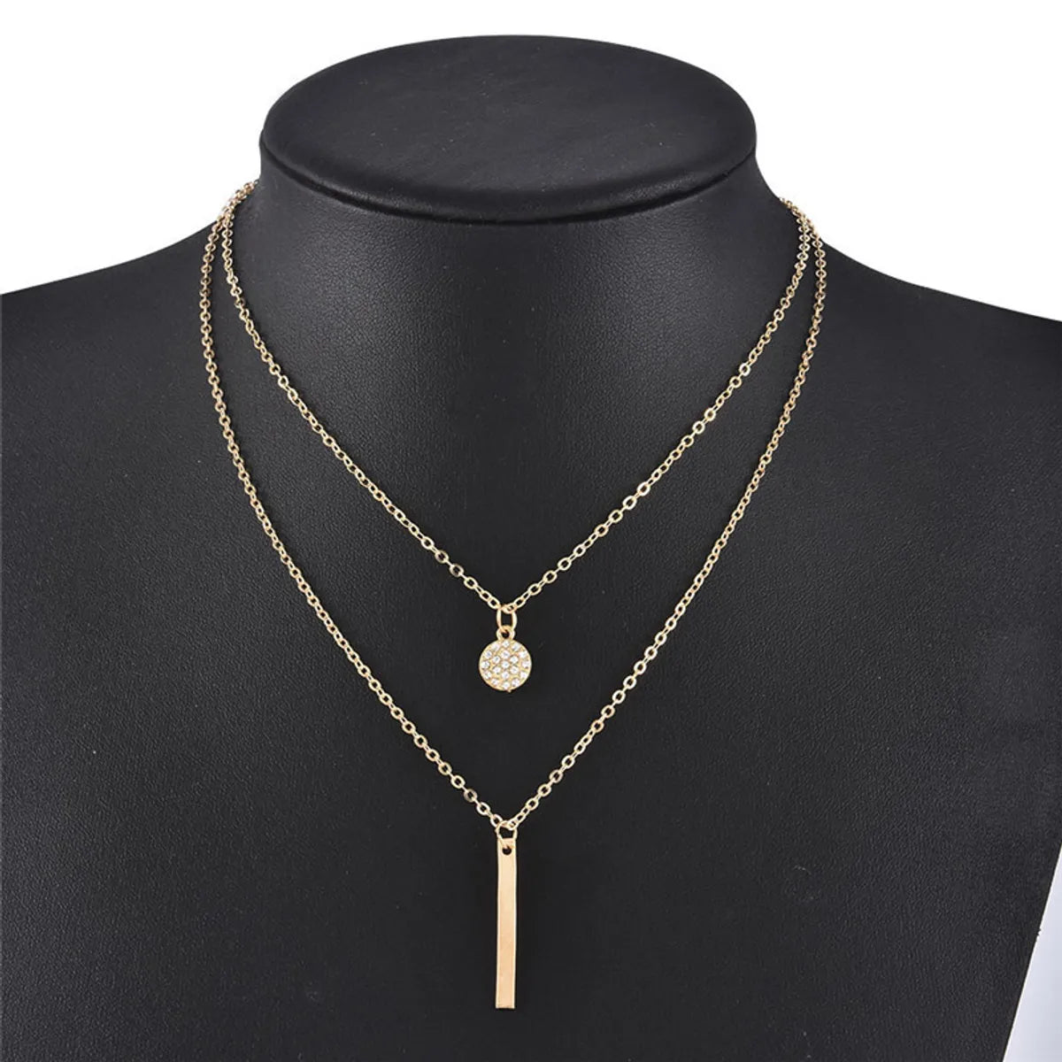 Simple Style Classic Style Solid Color Alloy Inlay Rhinestones Women'S Layered Necklaces