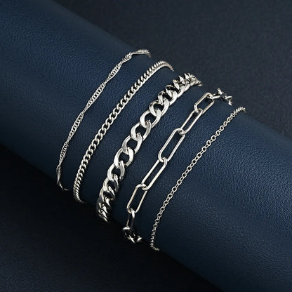 Simple Style Classic Style Solid Color Alloy Plating Men'S Bracelets