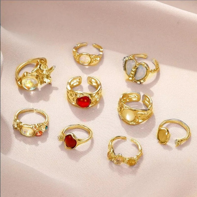 Simple Style Classic Style Solid Color Alloy Plating Women'S Rings