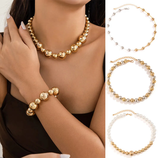 Simple Style Classic Style Solid Color CCB Artificial Pearl Alloy Wholesale Necklace