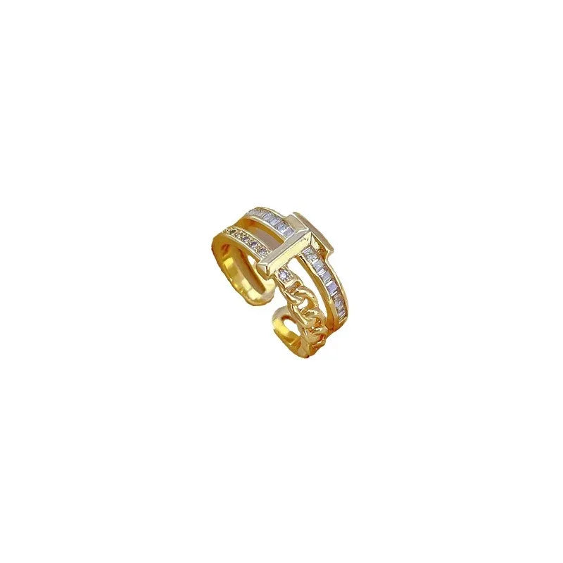 Simple Style Classic Style Solid Color Brass Plating Inlay Artificial Gemstones Gold Plated Rings