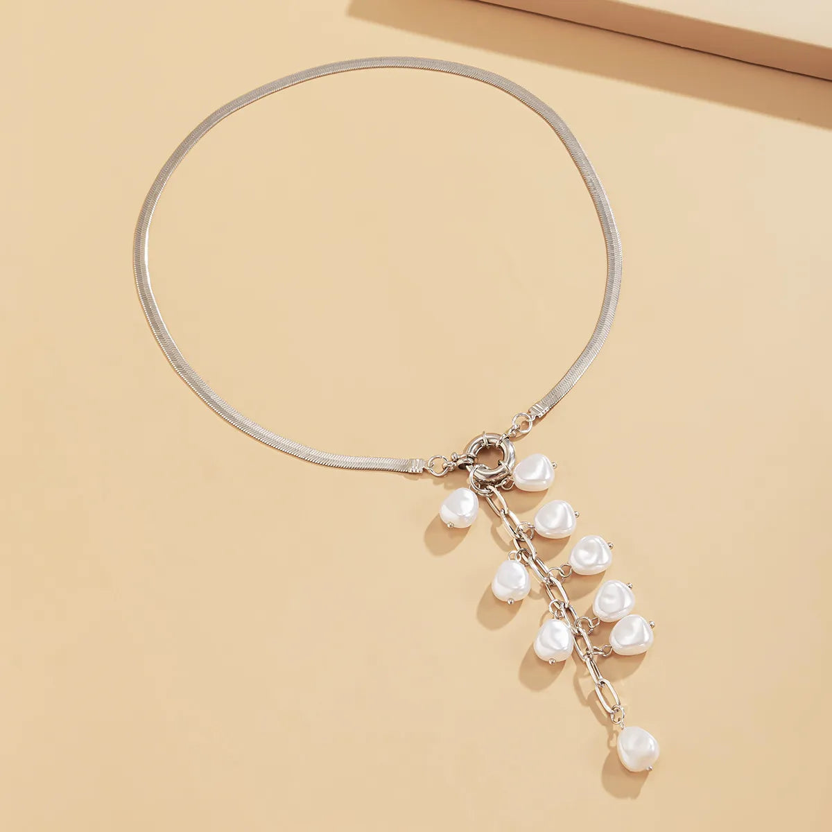 Simple Style Classic Style Solid Color Imitation Pearl Iron Copper Wholesale Pendant Necklace