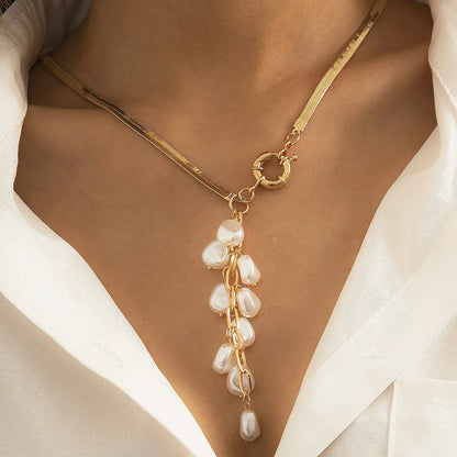 Simple Style Classic Style Solid Color Imitation Pearl Iron Copper Wholesale Pendant Necklace