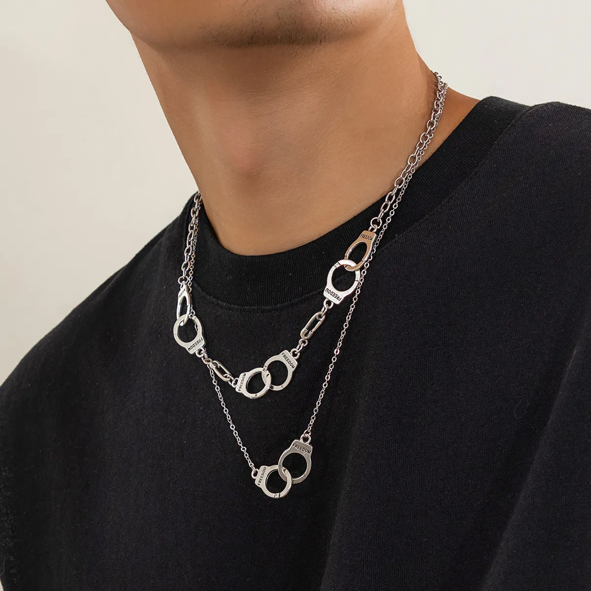 Simple Style Classic Style Solid Color Iron Chain Men'S Layered Necklaces