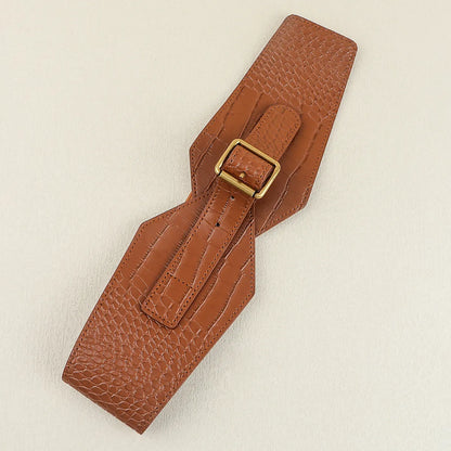 Simple Style Classic Style Solid Color Pu Leather Elastic Band Belt Buckle Women'S Leather Belts