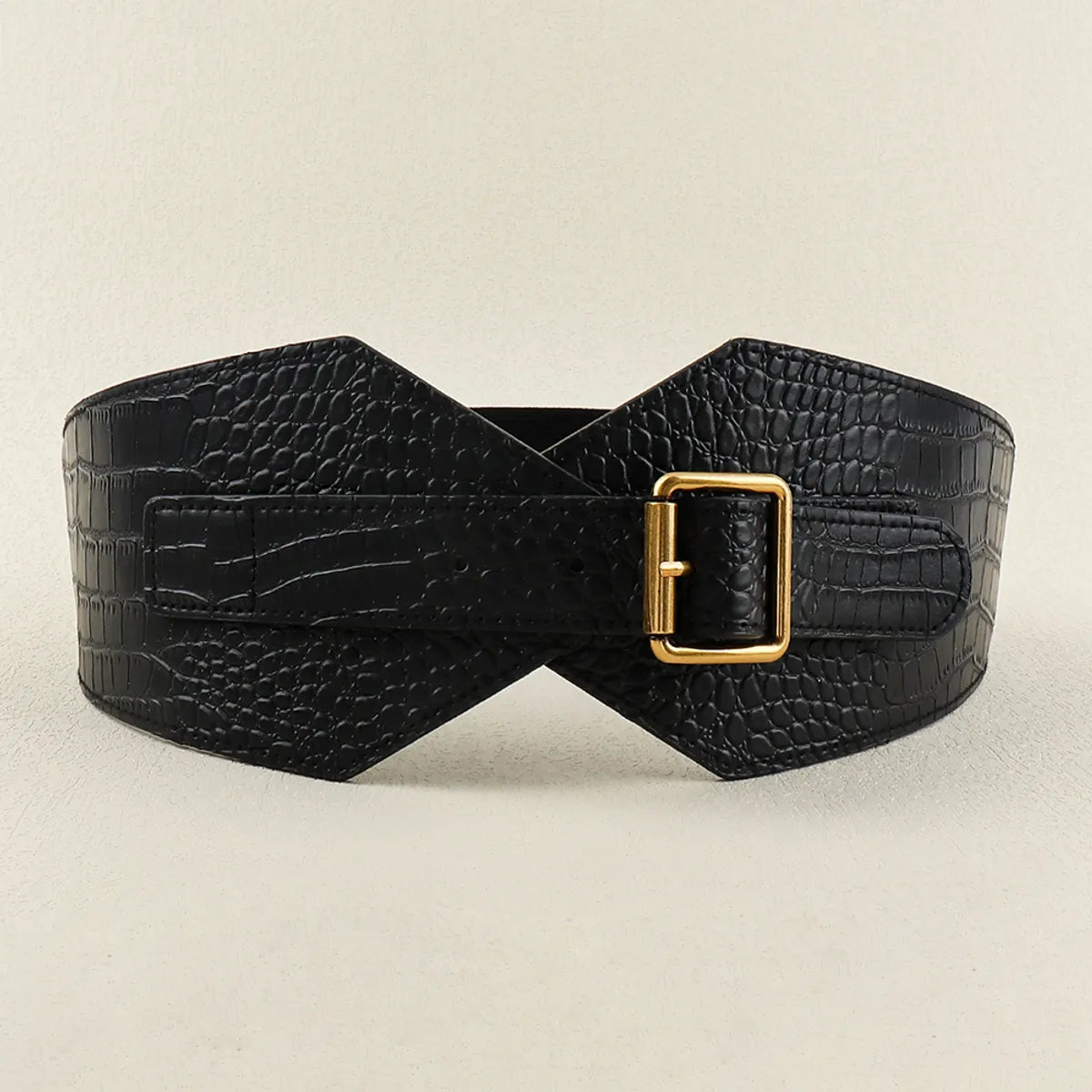 Simple Style Classic Style Solid Color Pu Leather Elastic Band Belt Buckle Women'S Leather Belts