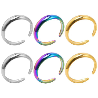 Wholesale Jewelry Simple Style Classic Style Solid Color 304 Stainless Steel 18K Gold Plated Asymmetrical Polishing Rings