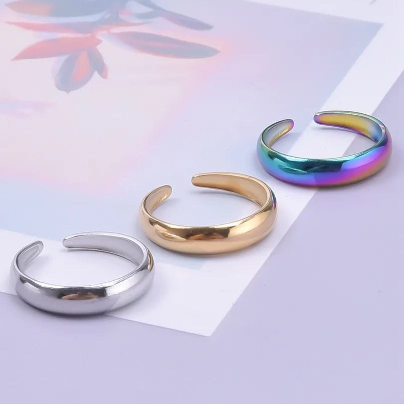 Wholesale Jewelry Simple Style Classic Style Solid Color 304 Stainless Steel 18K Gold Plated Asymmetrical Polishing Rings