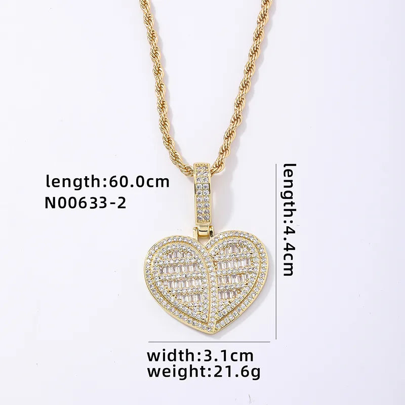 Simple Style Classic Style Solid Color Stainless Steel Copper Plating Inlay Zircon White Gold Plated Gold Plated Men'S Pendant Necklace