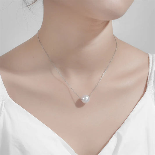 Simple Style Classic Style Solid Color Stainless Steel Freshwater Pearl Polishing Necklace