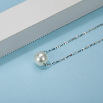 Simple Style Classic Style Solid Color Stainless Steel Freshwater Pearl Polishing Necklace