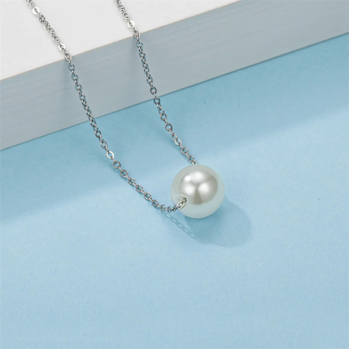 Simple Style Classic Style Solid Color Stainless Steel Freshwater Pearl Polishing Necklace