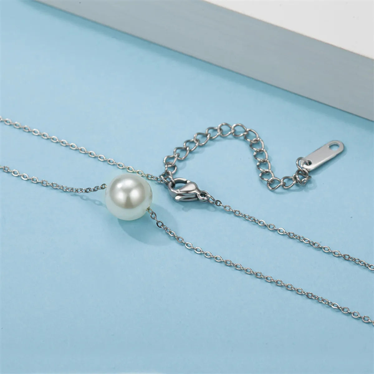 Simple Style Classic Style Solid Color Stainless Steel Freshwater Pearl Polishing Necklace