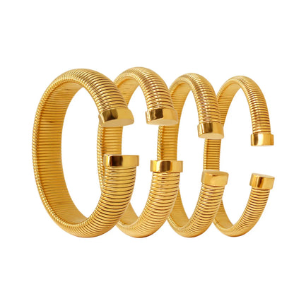 Simple Style Classic Style Solid Color Stainless Steel Plating 18k Gold Plated Bangle