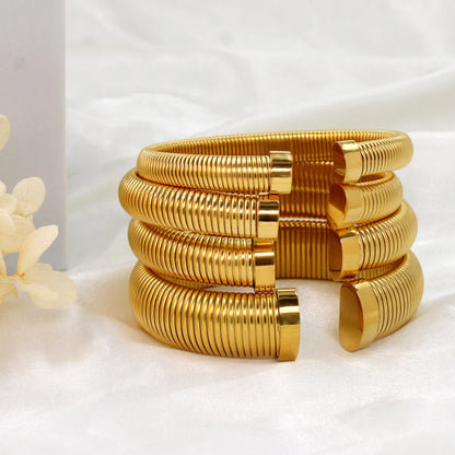 Simple Style Classic Style Solid Color Stainless Steel Plating 18k Gold Plated Bangle