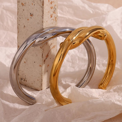 Simple Style Classic Style Solid Color Stainless Steel Plating 18k Gold Plated Bangle