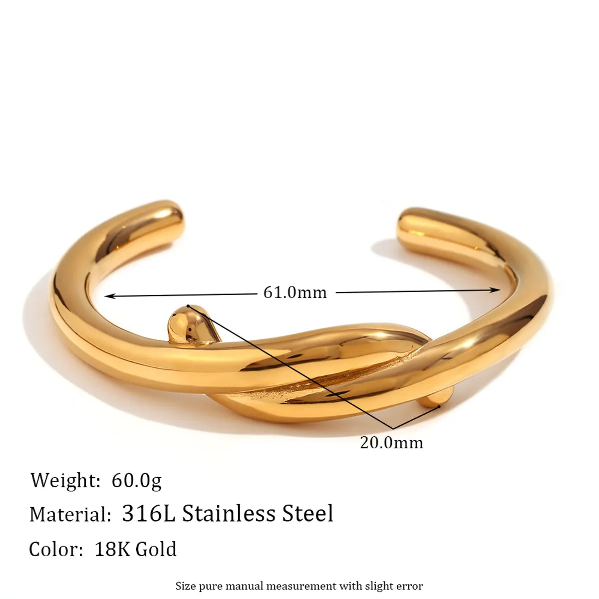 Simple Style Classic Style Solid Color Stainless Steel Plating 18k Gold Plated Bangle