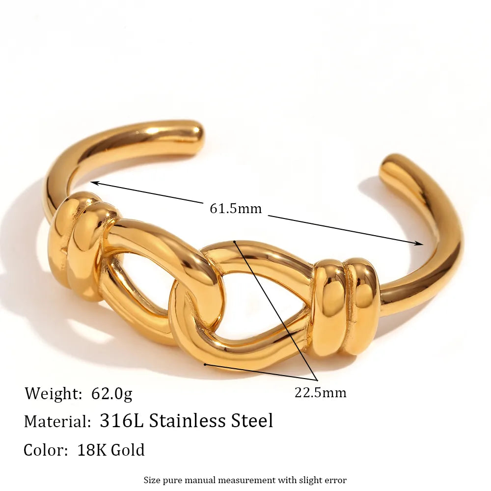 Simple Style Classic Style Solid Color Stainless Steel Plating 18k Gold Plated Bangle