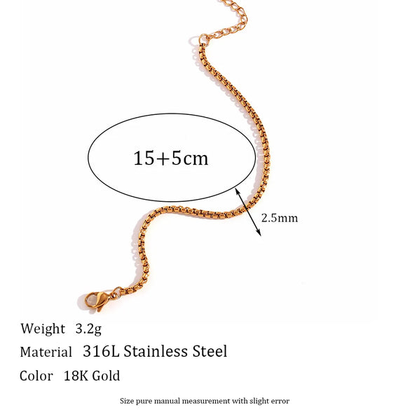 Wholesale Jewelry Simple Style Classic Style Solid Color 304 Stainless Steel 18K Gold Plated Plating Bracelets Anklet Necklace