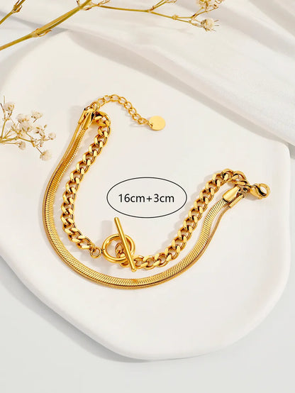 Simple Style Classic Style Solid Color Stainless Steel Plating 18k Gold Plated Bracelets