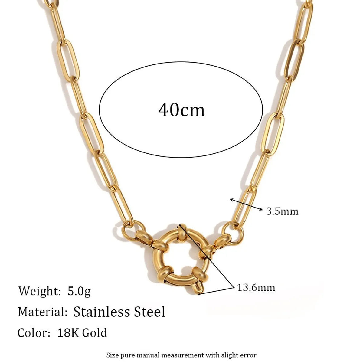 Wholesale Jewelry Simple Style Classic Style Solid Color 304 Stainless Steel 18K Gold Plated Plating Necklace