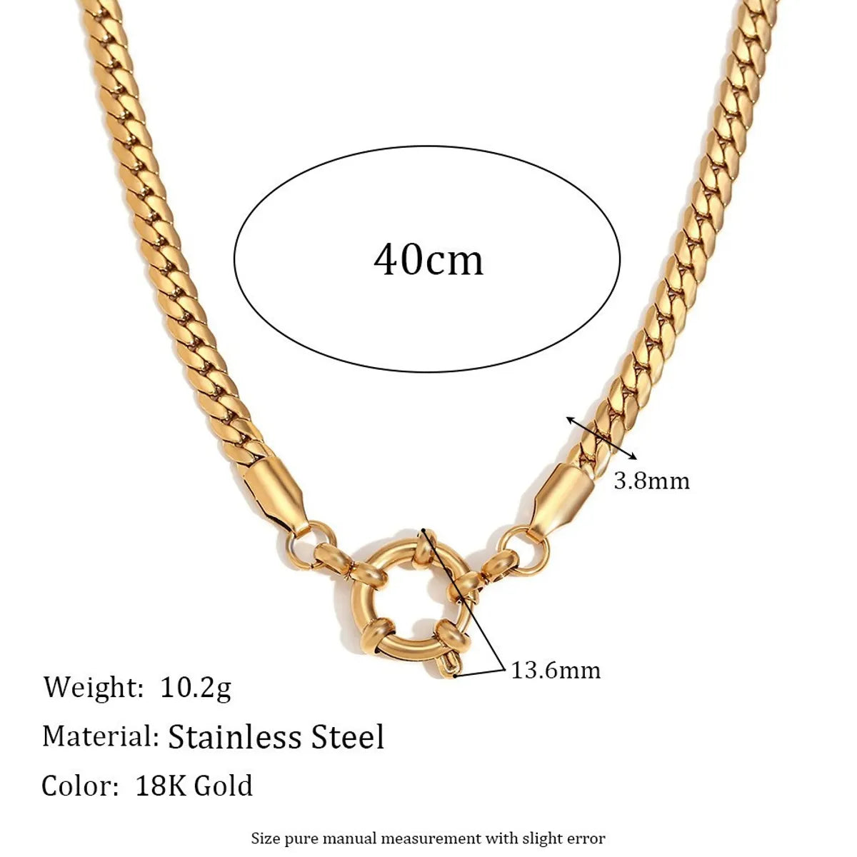 Wholesale Jewelry Simple Style Classic Style Solid Color 304 Stainless Steel 18K Gold Plated Plating Necklace