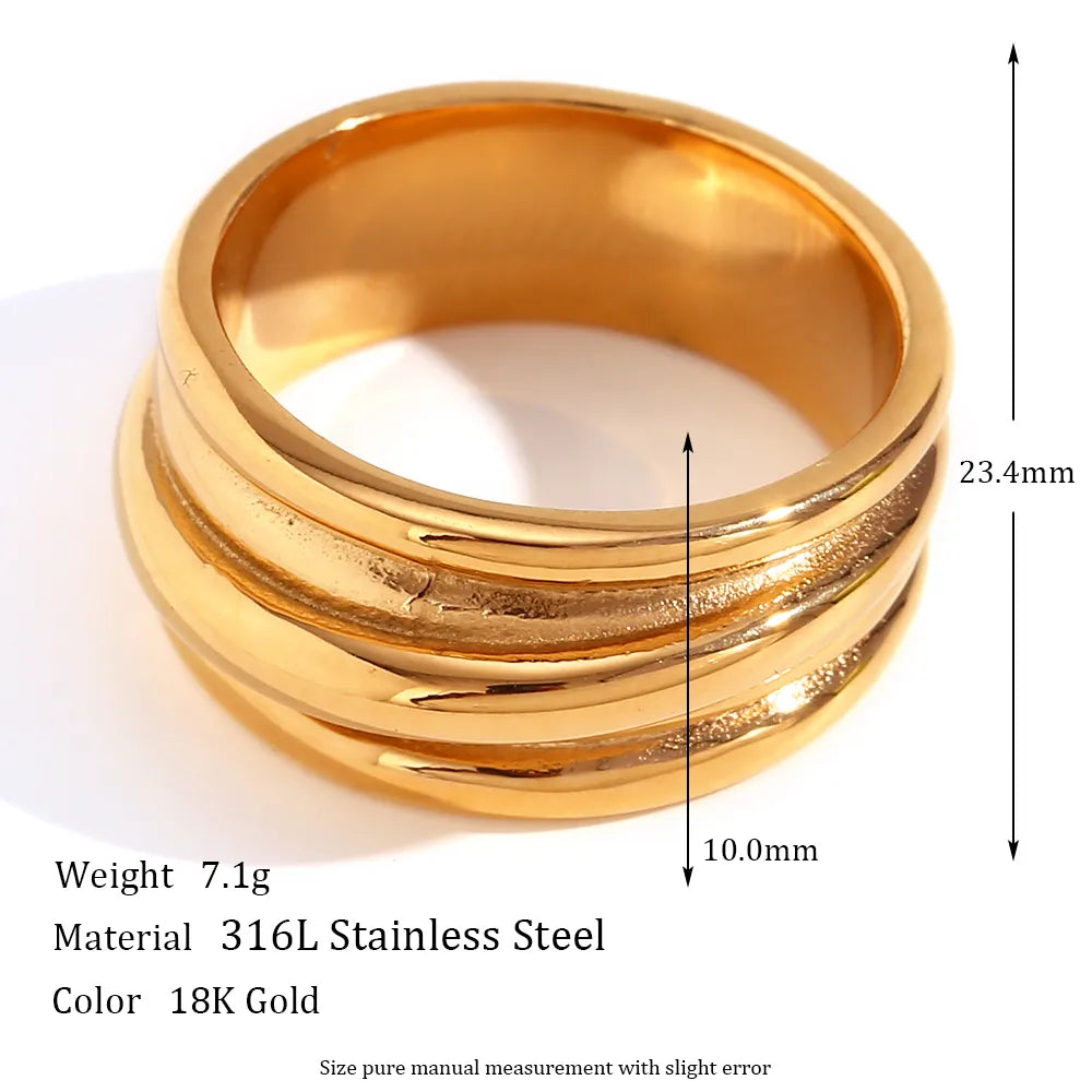 Wholesale Jewelry Simple Style Classic Style Solid Color 304 Stainless Steel 18K Gold Plated Plating Rings